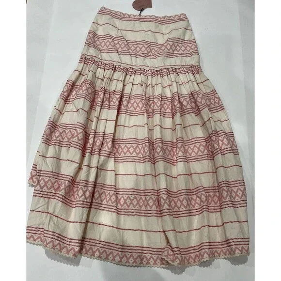 Anthropologie Raissa Skirt Boho High Low Ivory Preppy Vacay Retro Medium NWT - Picture 6 of 15